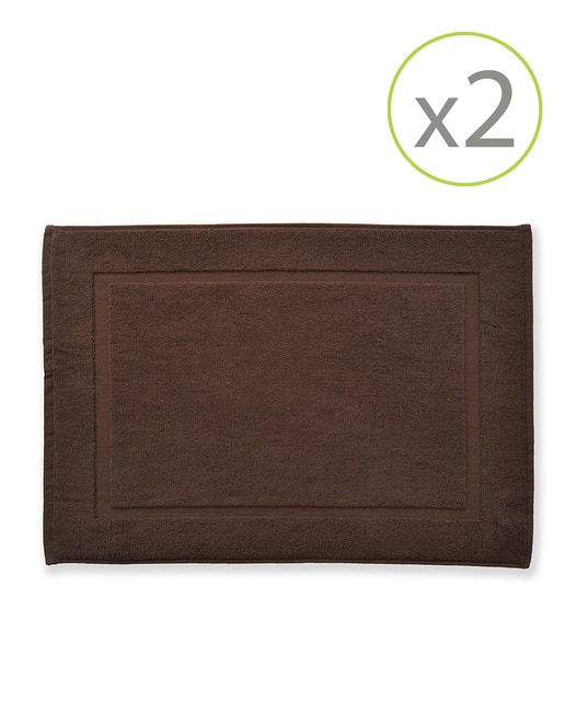 Pack de 2 alfombrines de baño de 45 x 65 cm marrón