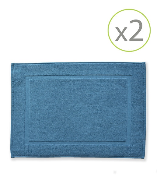 Pack de 2 alfombrines de baño de 45 x 65 cm turquesa