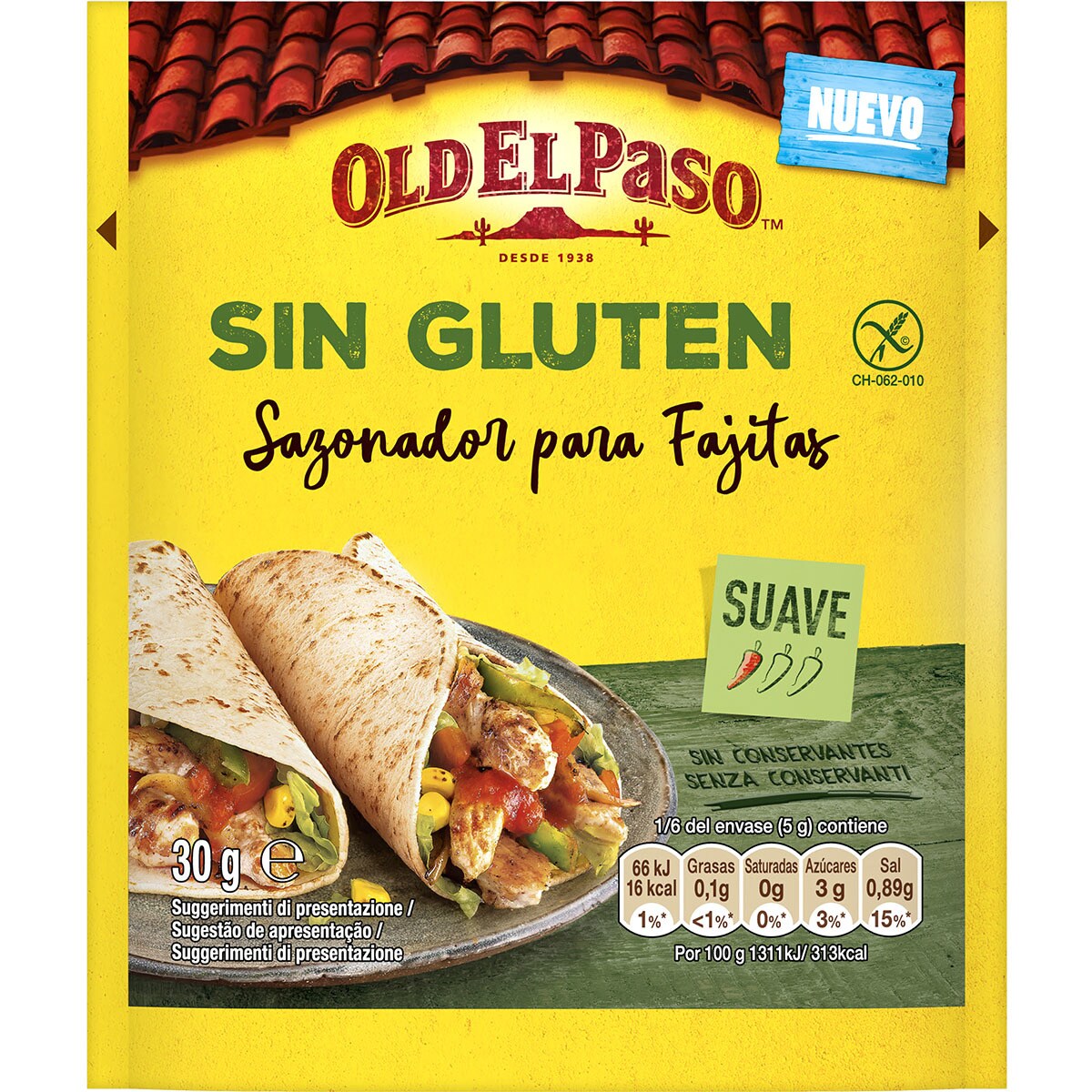 Comprar sazonador para fajitas suave sin gluten sobre 30 g · OLD EL