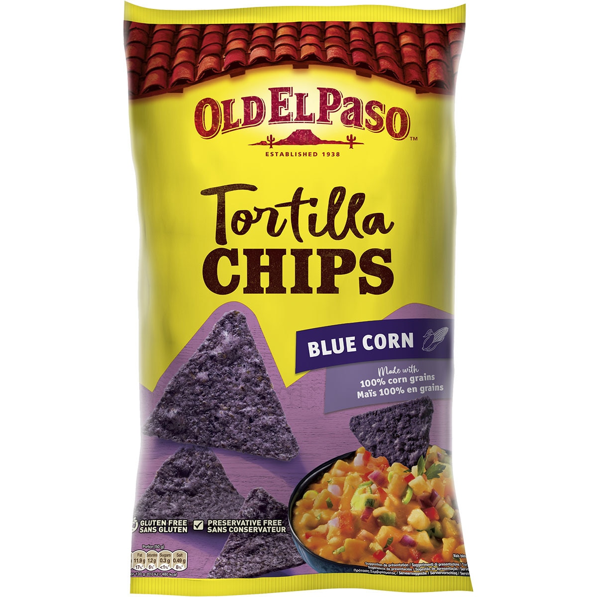 Glutenfree blue corn tortilla chips bag 150 g · OLD EL PASO