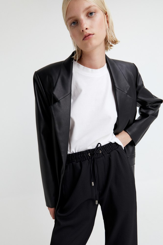 Pantalon fluido negro mujer Clearance