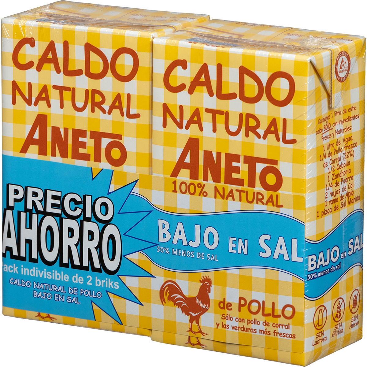 Comprar caldo de pollo 100 natural bajo en sal sin gluten y sin
