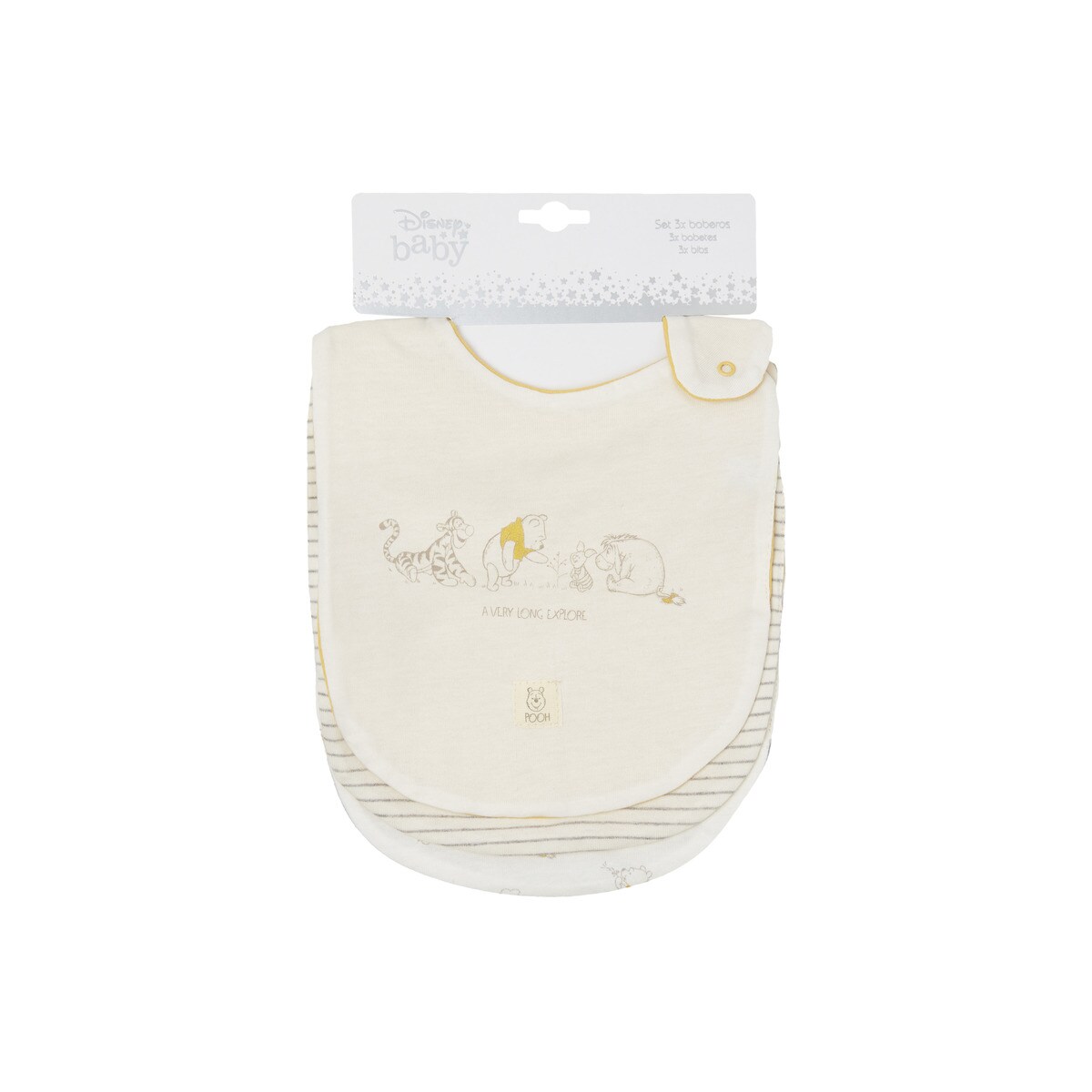 Pack de 3 Babetes Winnie the Pooh Estampados Amarelo-3