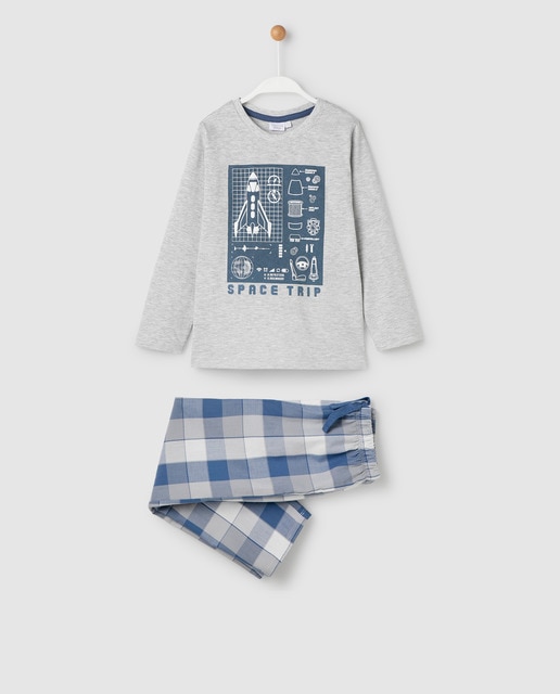 Pijama de niño de tela azul