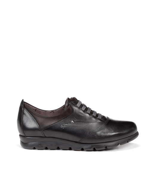 Fluchos - Zapatillas de mujer de piel Fluchos de color negro.