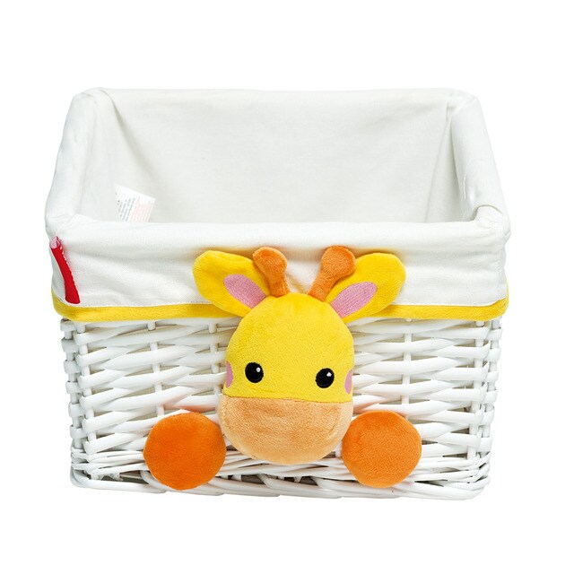 ARDITEX FP10075 Cesta de mimbre con forro textil y peluche aplicado de 20x16x13cm de MATTEL-Fisher-Price