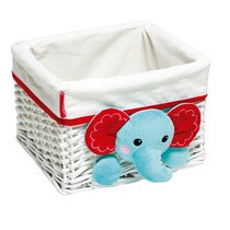 ARDITEX FP10077 Cesta de mimbre con forro textil y peluche aplicado de 30x25x20cm de MATTEL-Fisher-Price