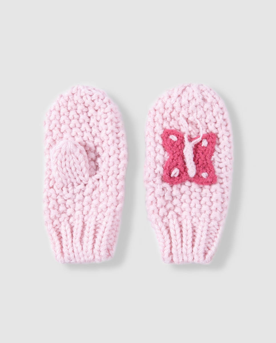 Pink baby girl mittens with patch · Fashion · El Corte Inglés