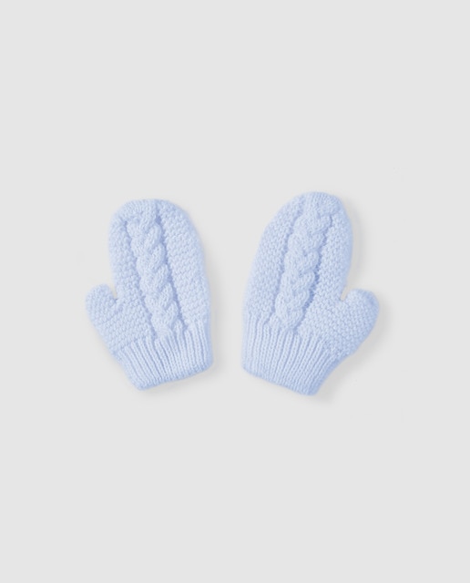 Light Blue Baby Mittens With Central Braid Fashion El Corte Ingles