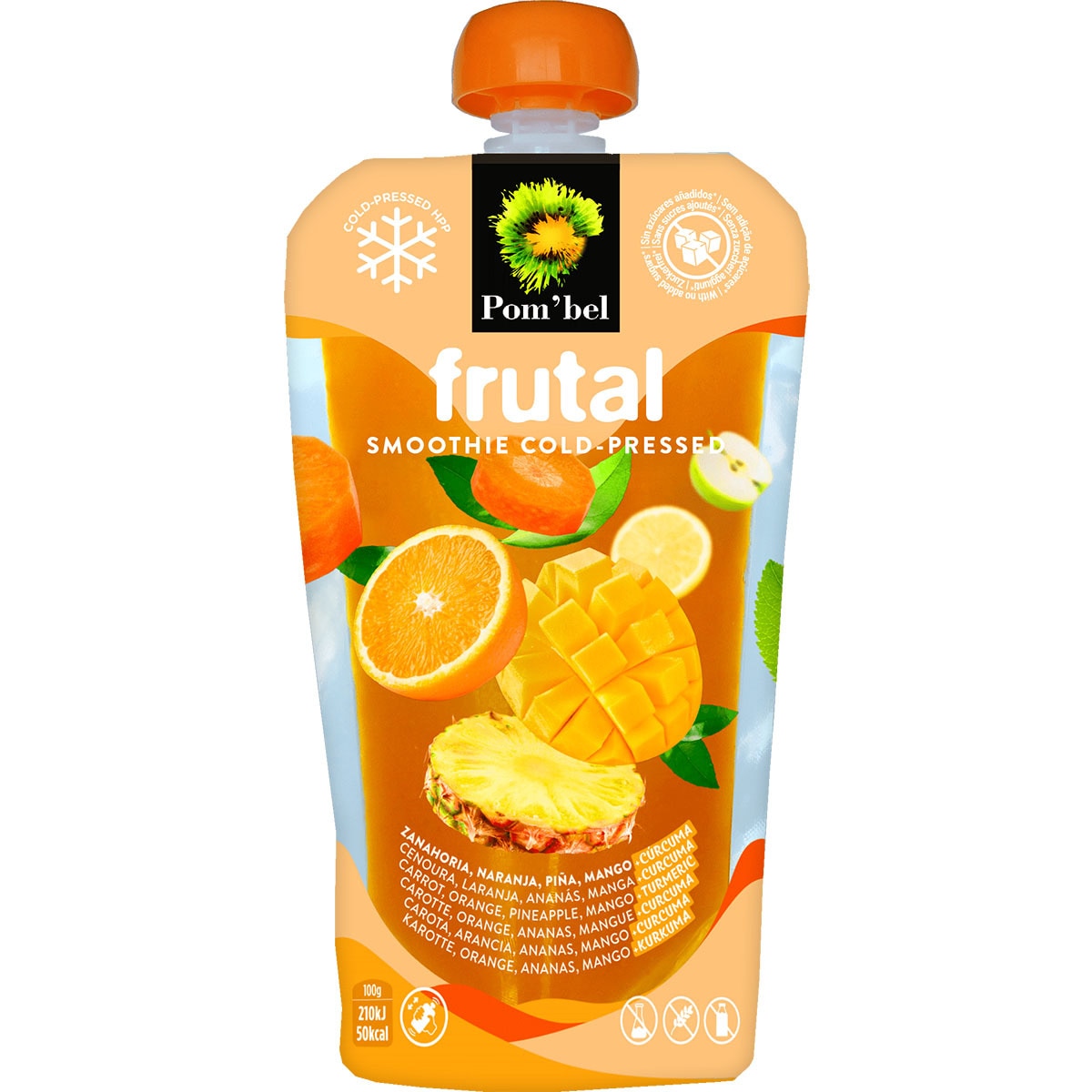 Buy 100 natural carrot, orange, pineapple and mango fruit smoothie container 210 ml · POM'BEL