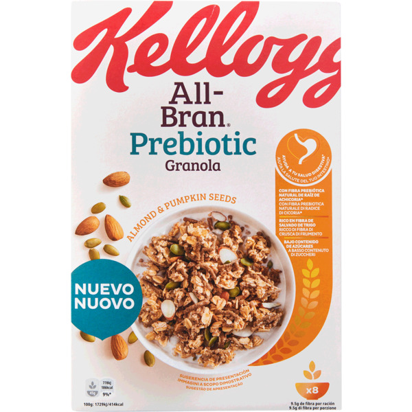 Granola Prebiótico com Amêndoas e Sementes de Abóbora embalagem 380 g