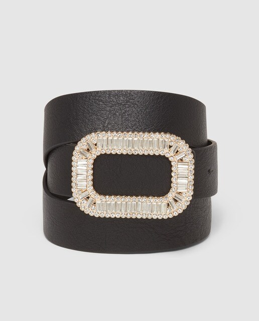black belt with rhinestone buckle