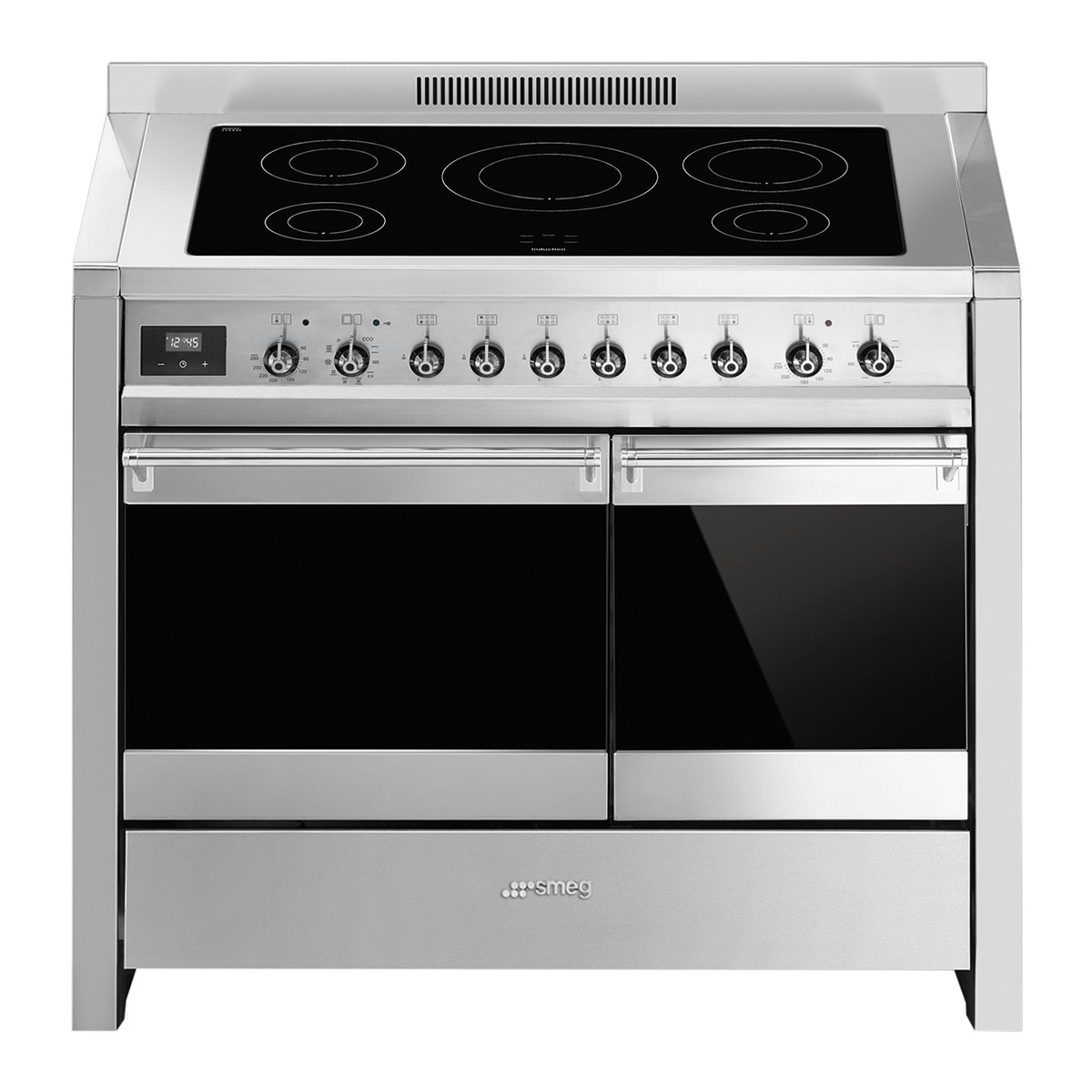 Smeg – Cocina compacta Smeg 100 cm, placa inducción 5 zonas y 2 hornos – A2PYID-81.