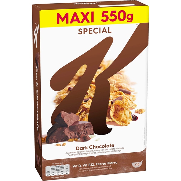 KELLOGG'S SPECIAL K cereales de desayuno con chocolate negro paquete 550 g