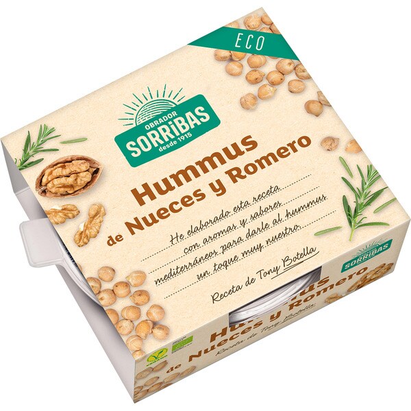 OBRADOR SORRIBAS hummus de nueces y romero ecológico envase 240 g