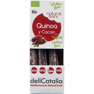 Delicatalia Barras de Quinoa e Cacau Vegan, sem Lactose, sem Glúten, Biológicas Pack 3 embalagem 30 g