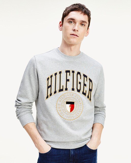 tommy hilfiger grey crew neck sweatshirt