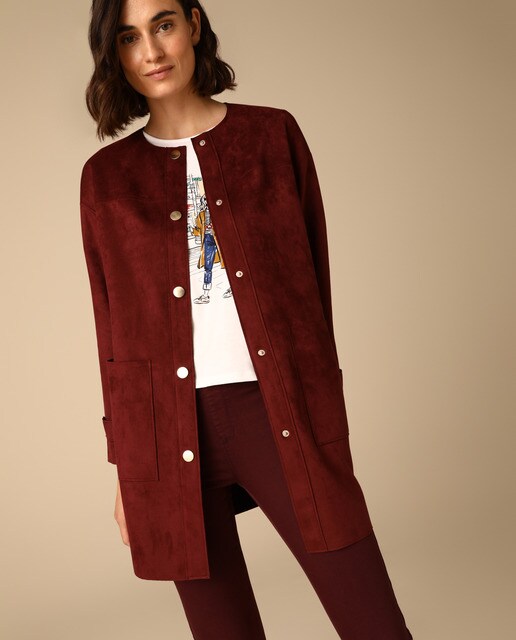 veste longue daim femme