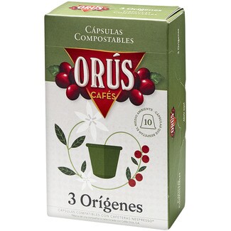 ORUS 3 orígenes café estuche 10 cápsulas compatibles con máquinas Nespresso