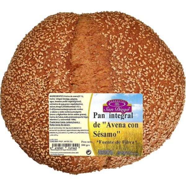 Comprar pan integral de avena con sésamo bolsa 500 g · SAN DIEGO · Supermercado El Corte Inglés