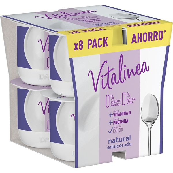 Fatfree plain yogurt with sweetener no added sugar 8pack units 120 g high in protein + vitamin