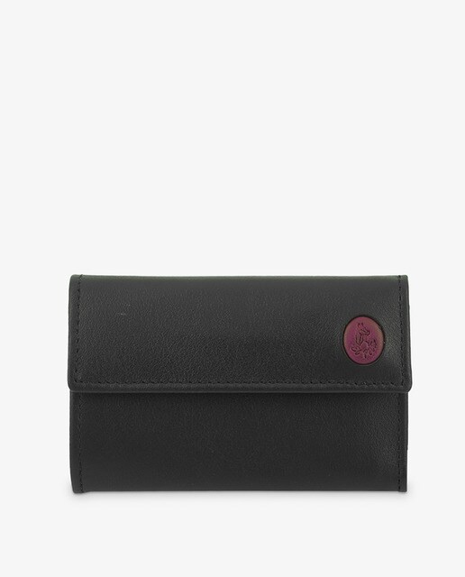 El Potro black leather keyring with clasp