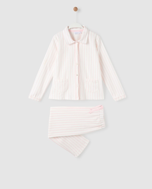 Pijama de niña de rayas rosas y blancas