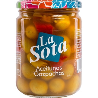 LA SOTA seasoned gazpacha olives flask 250 drained weight g