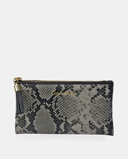 grey snakeskin purse