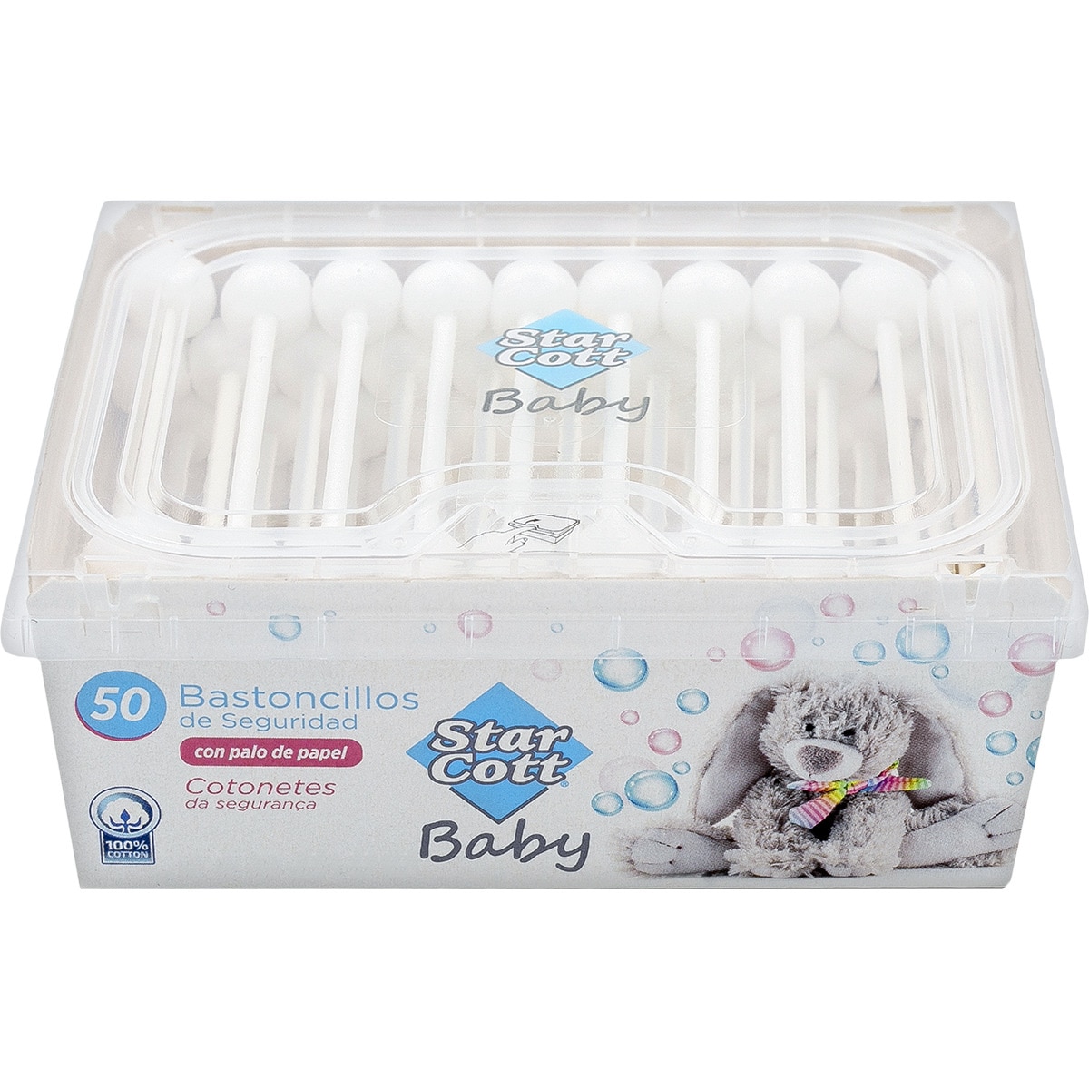 Buy Baby safety cotton buds with paper stick box 50 units · STAR COTT