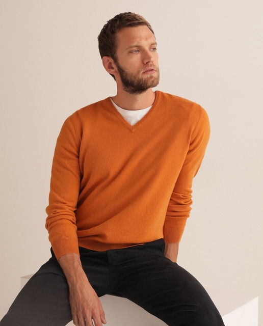 orange cashmere sweater mens