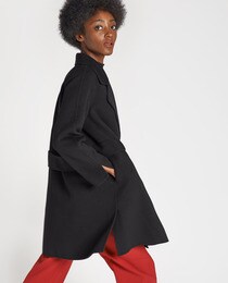 wool three quarter length coat