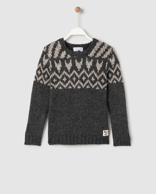 Jersey de niño gris con jaquard