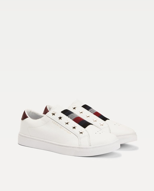 tommy hilfiger women's white leather sneakers