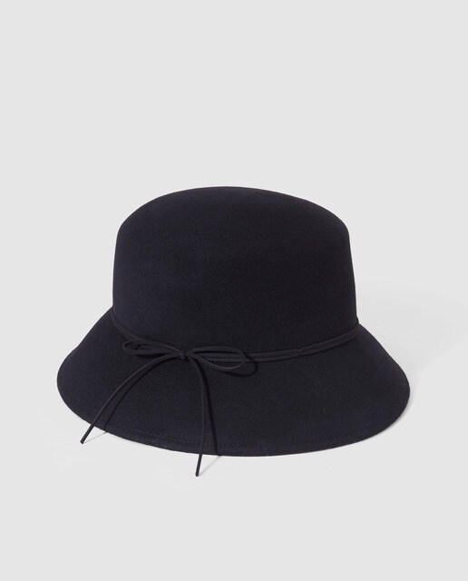 black wool cloche hat 
