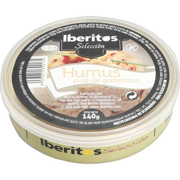 IBERITOS humus puré de garbanzos tarrina 140 g 