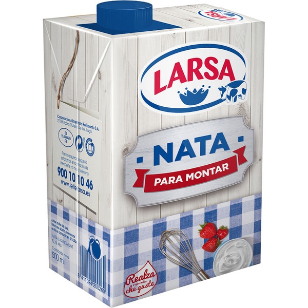 Buy whipping cream container 500 ml · LARSA · Supermercado Hipercor