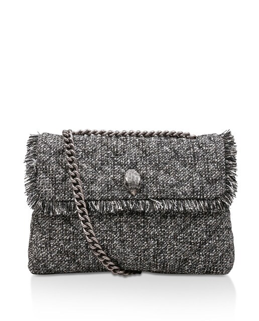 Kurt Geiger Kensington large grey tweed shoulder bag with fringed flap · Kurt Geiger · Fashion
