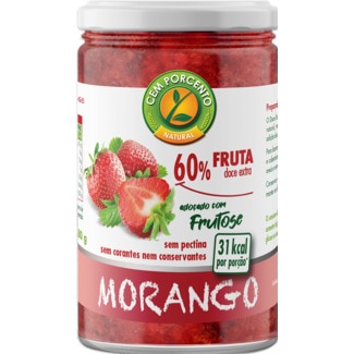 Cem Porcento Doce Extra Light de Morango frasco 280 g