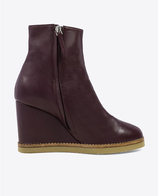 burgundy leather ankle boots