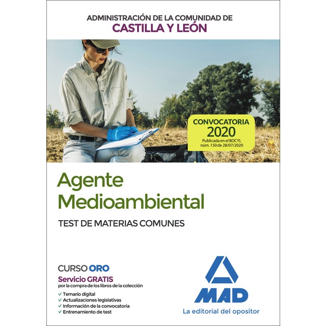 Agente medioambiental de la administración de la comunidad de castilla y león. Test de materias comunes (Tapa blanda)