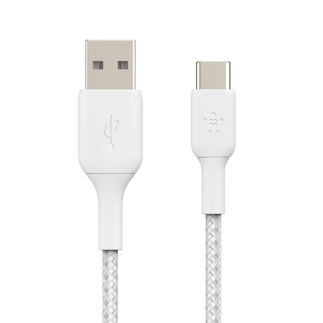 Cable trenzado Belkin BOOST CHARGE USB-A a USB-C blanco de 2 metros