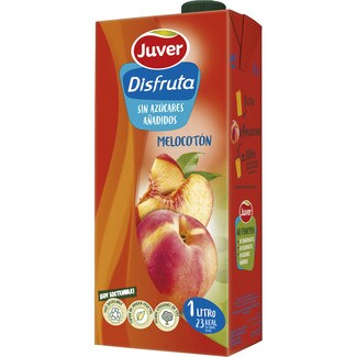 JUVER DISFRUTA bebida de zumo de melocotón sin azúcares añadidos brik 1 l
