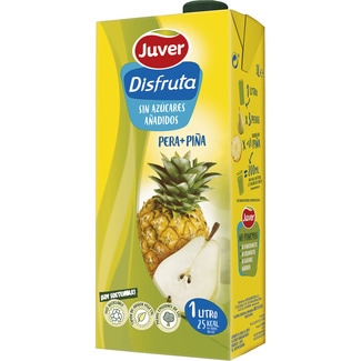 JUVER DISFRUTA bebida de zumo de pera y piña a partir de concentrado sin azúcares añadidos brik 1 l