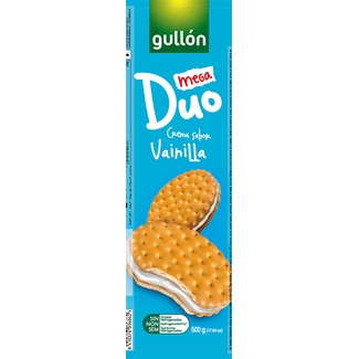 Gullón Bolachas Mega Duo com Recheio de Baunilha embalagem 500 g