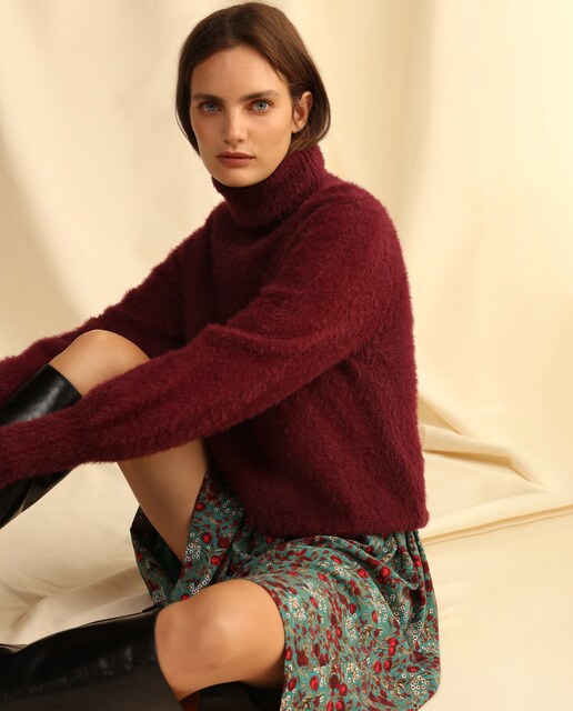 fuzzy turtleneck sweater
