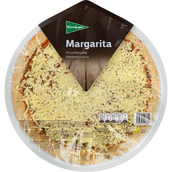 EL CORTE INGLES pizza margarita envase 340 g