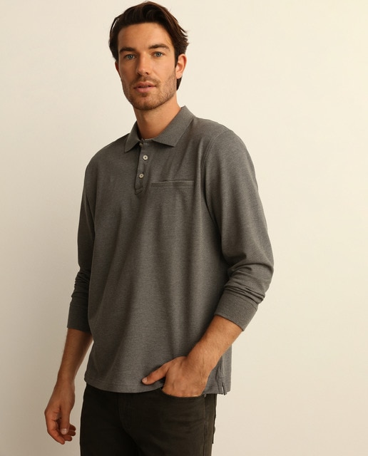 Polo de hombre classic gris de manga larga