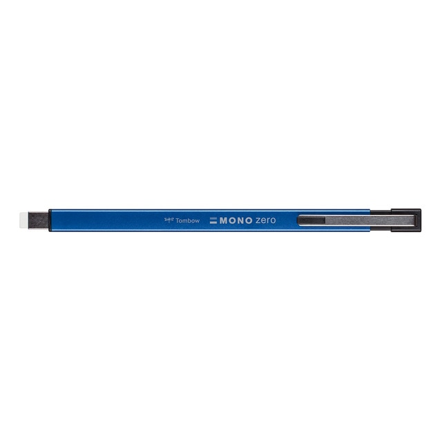 Portagomas Precisión MONO ZERO Metal Punta Rectangular Tombow Azul.