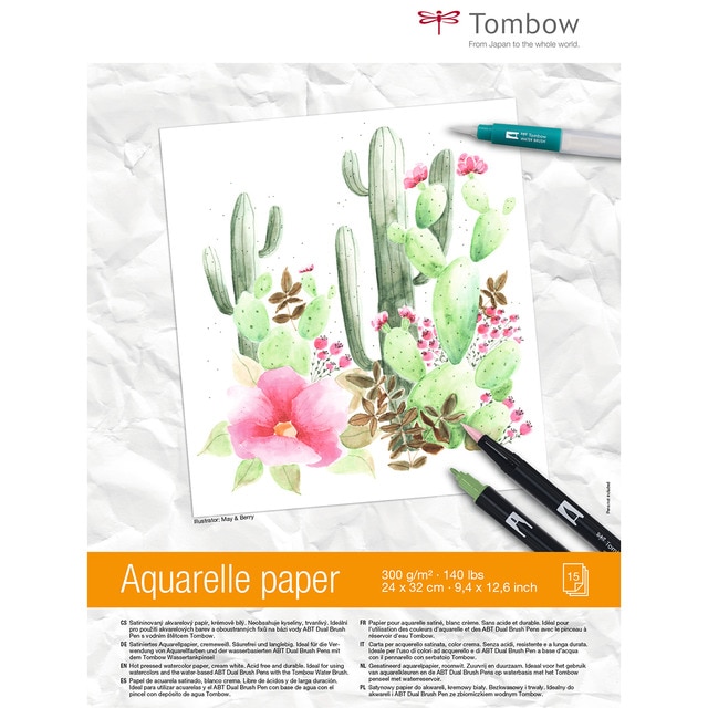 Pack 15 Hojas Papel de Acuarela 300 Gramos 24 x 32 cm Tombow.